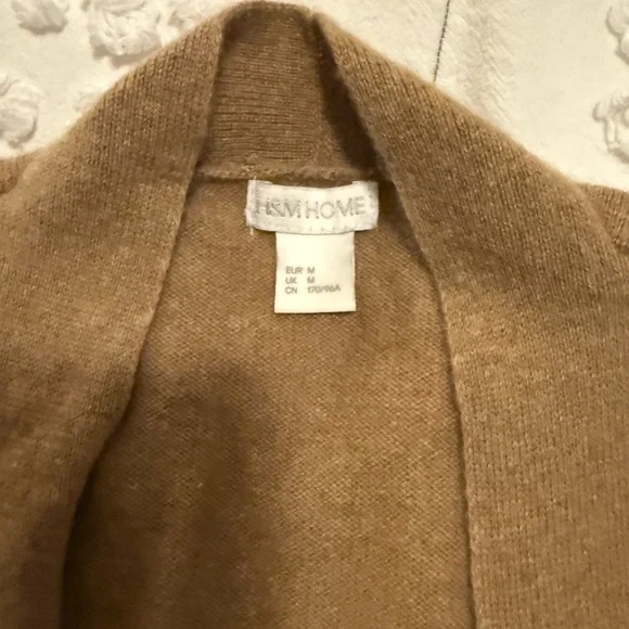 H&M cashmere Camel Tan kimono wrap belt cardigan M New - Picture 2 of 7